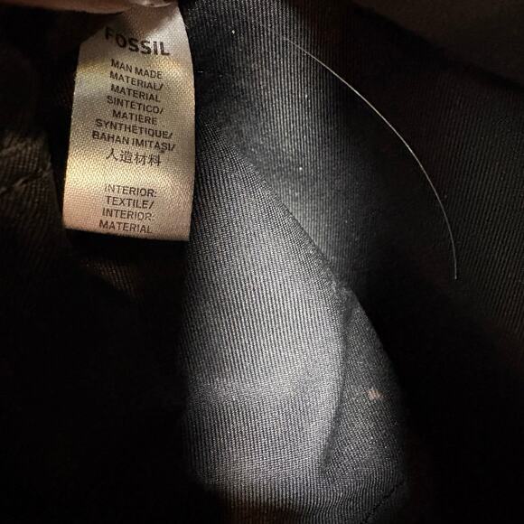 Fossil Crossbody Adjustable Strap Black Medium White Multi Top Zip - Picture 6 of 10